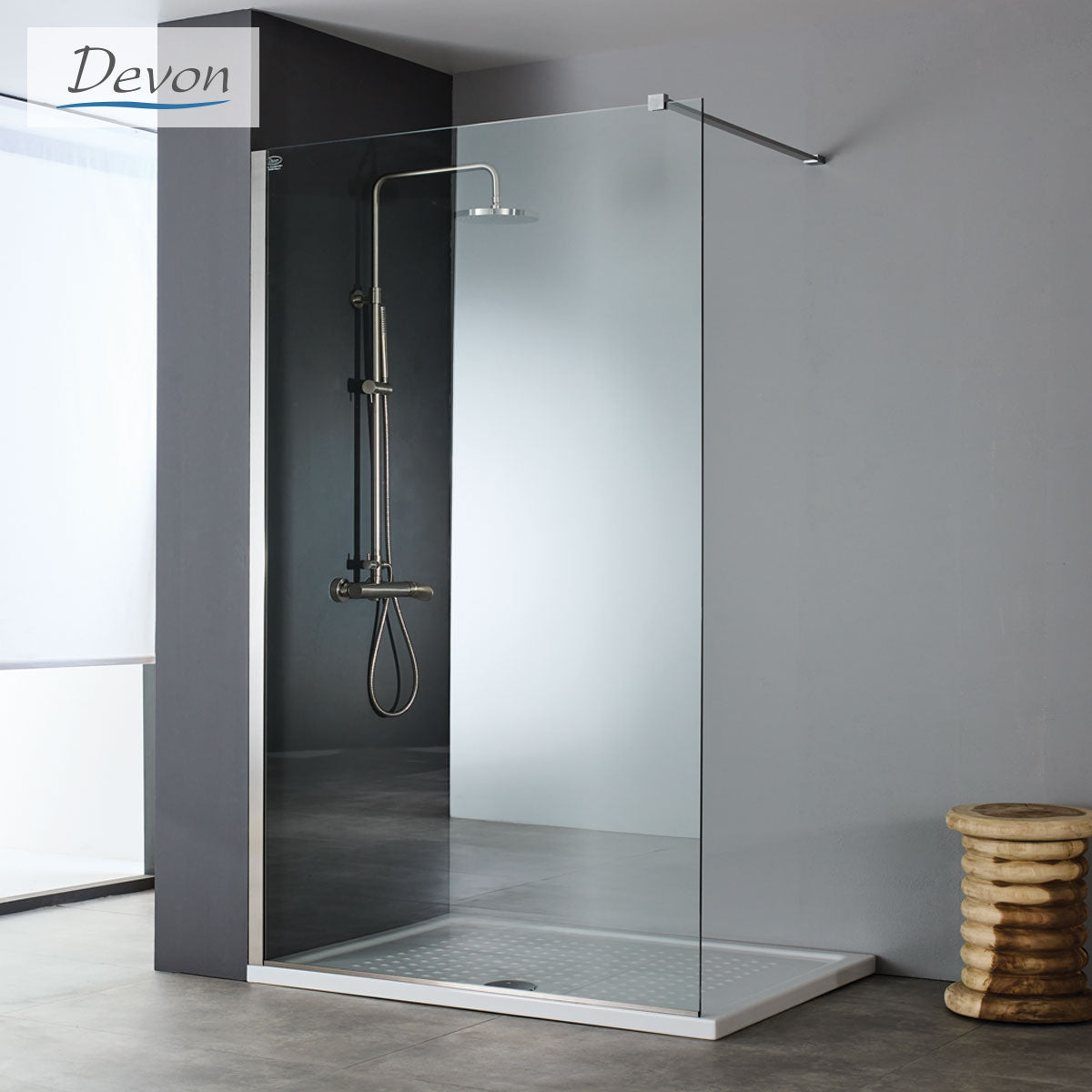 IWIS WALK-IN DEVON CLEAN-GLASS PVD INOX BRUSHED