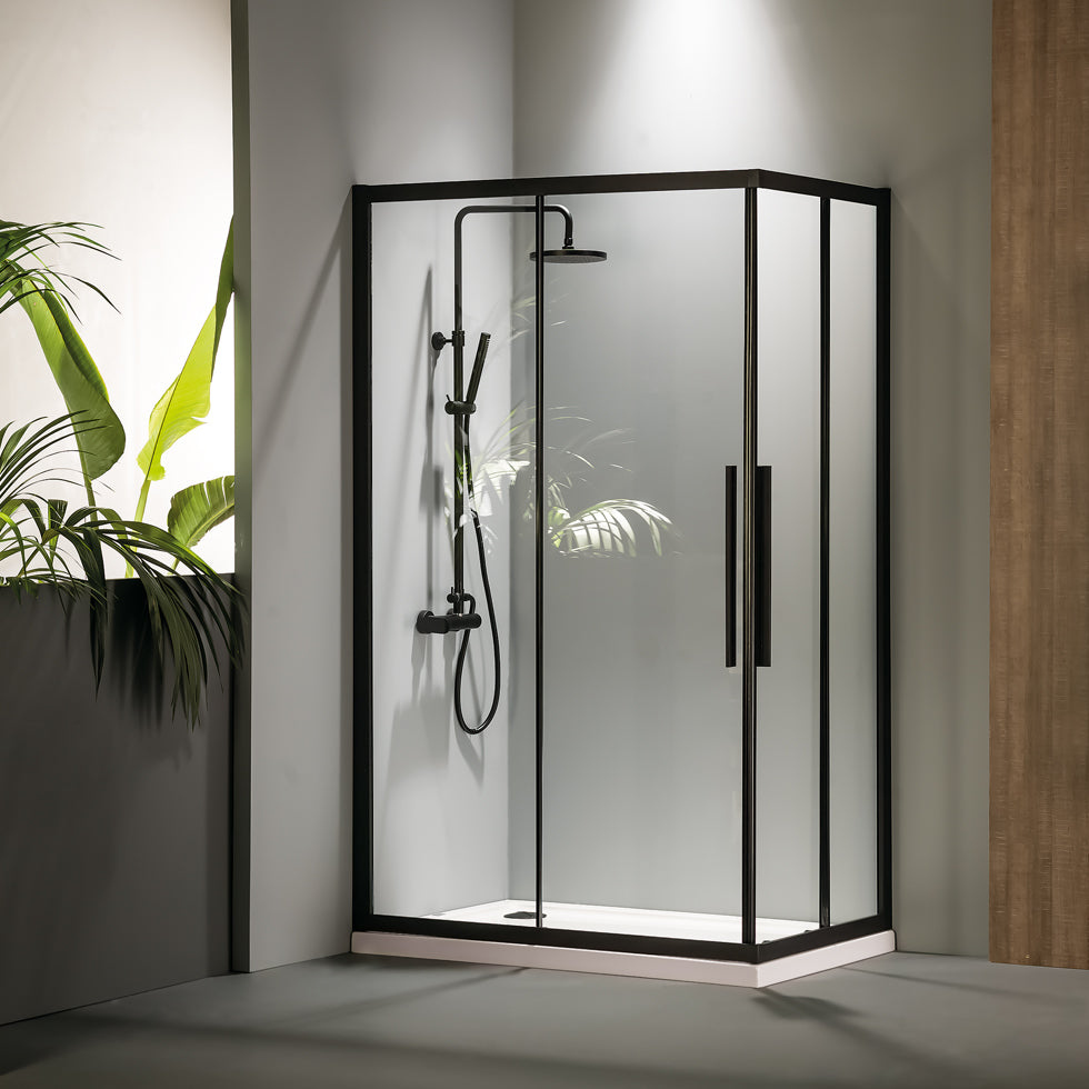 CORNER ENTRY DEVON FLOW CLEAN-GLASS ΤΕΤΡΑΓΩΝΗ BLACK MATT