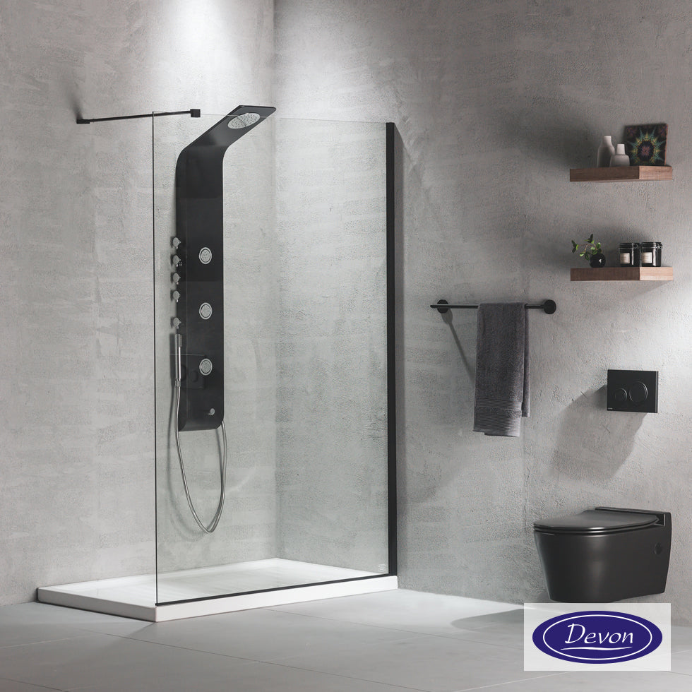 IWIS WALK-IN H200 εκ. DEVON CLEAN-GLASS BLACK MATT