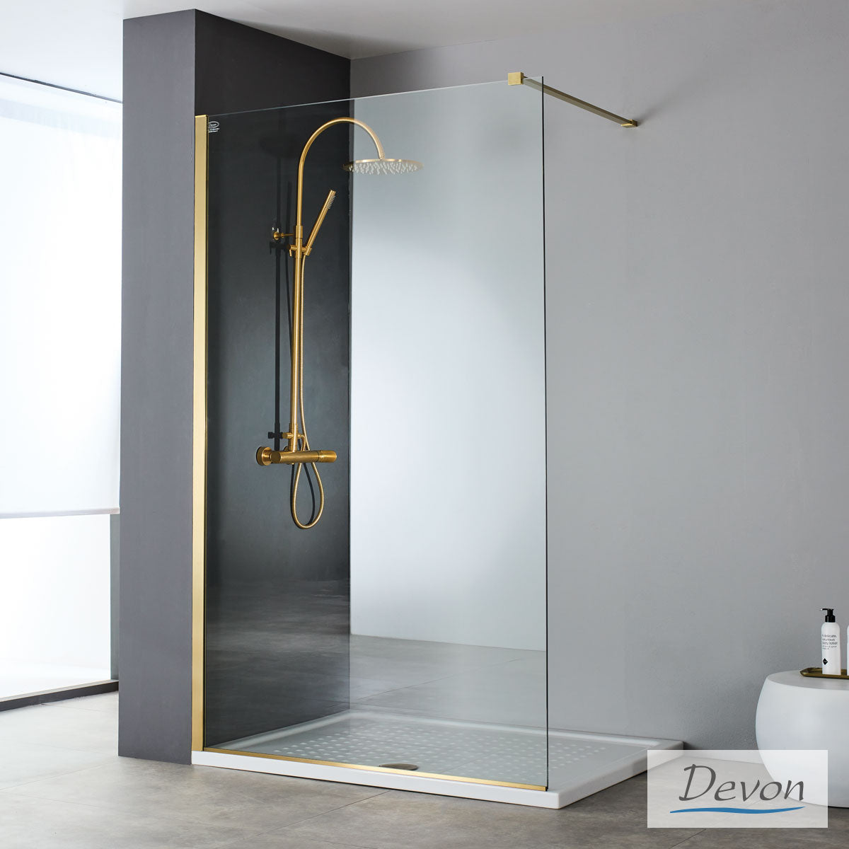 IWIS WALK-IN DEVON CLEAN-GLASS PVD INOX GOLD BRUSHED